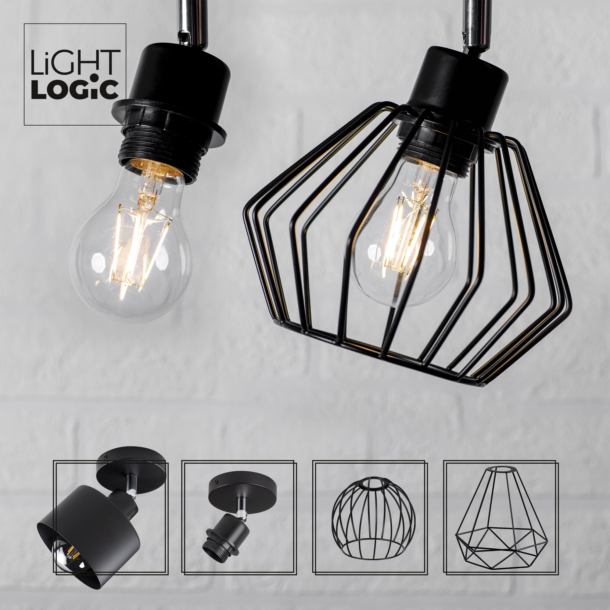 Lampa Spot Sufit Lightlogic Ll Oprawa Kinkiet Czarna Loft E27 1O 31473