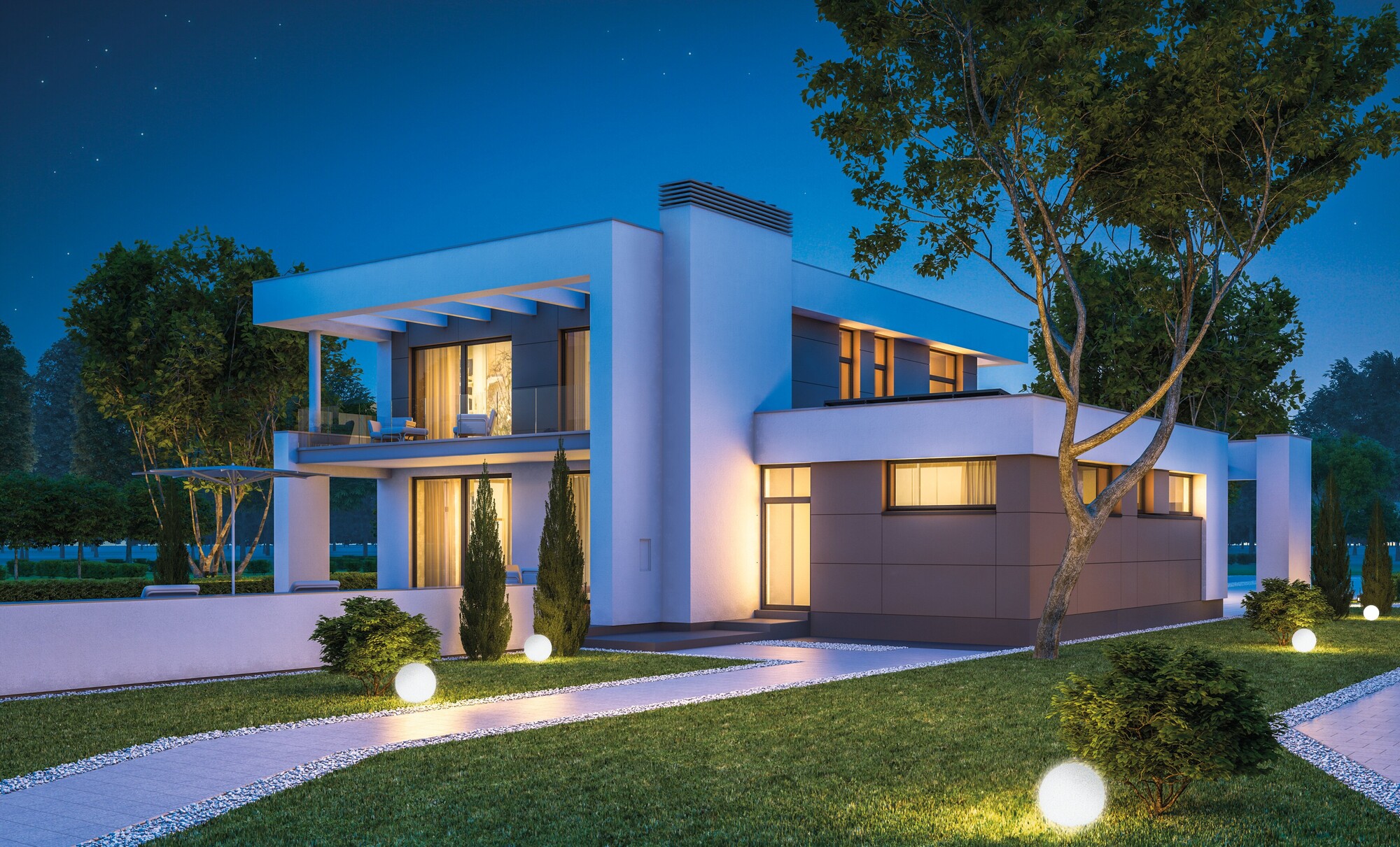 Oświetlenie LED zewnętrzne domu – nowoczesność, bezpieczeństwo i estetyka - 1