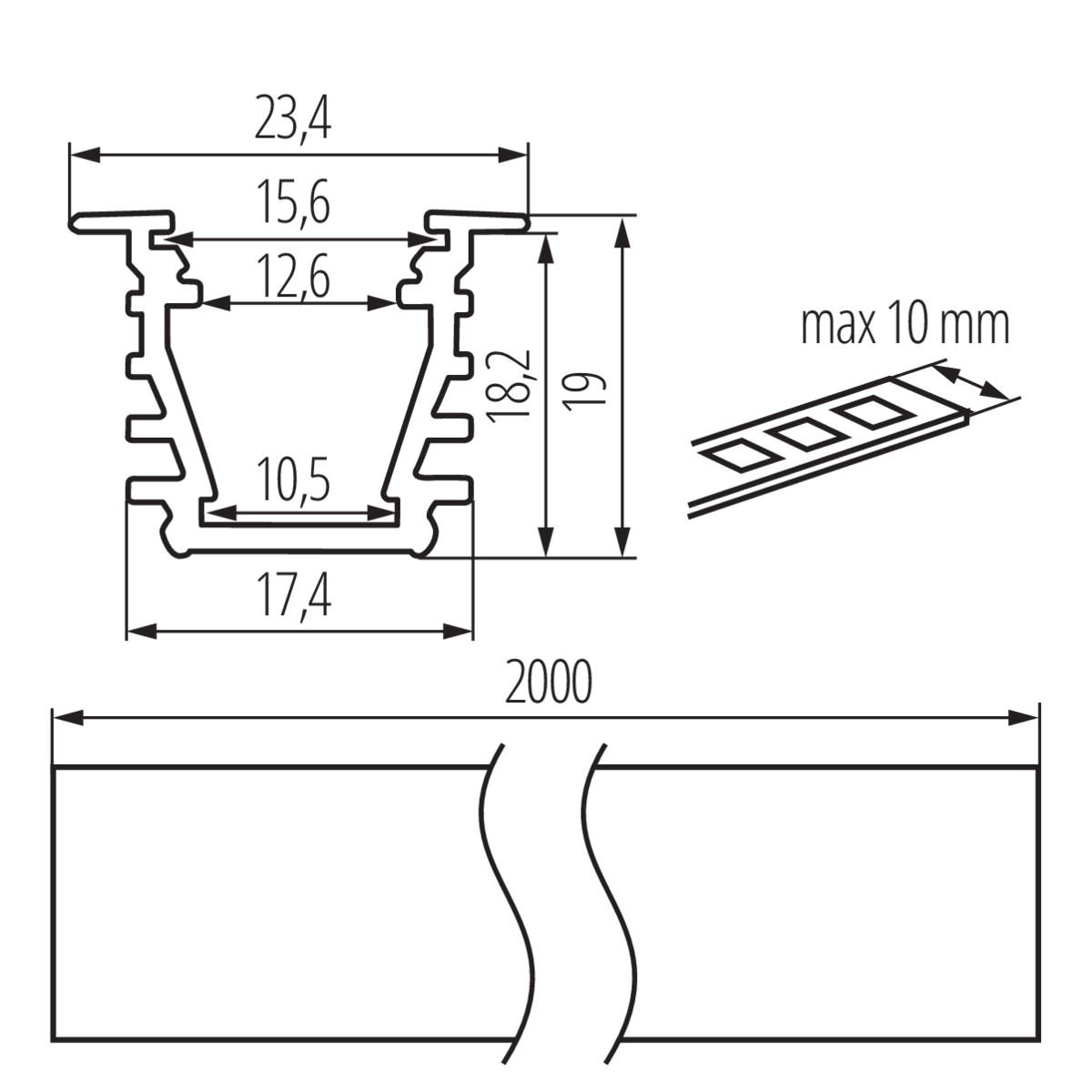 PROFILO I-W 2m aluprofil